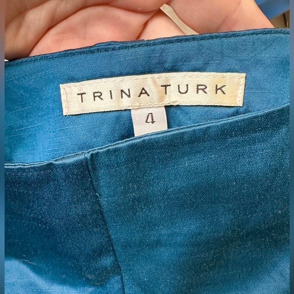 Trina Turk blue/teal tapered full-length fitted pants size 4 - Picture 3 of 7